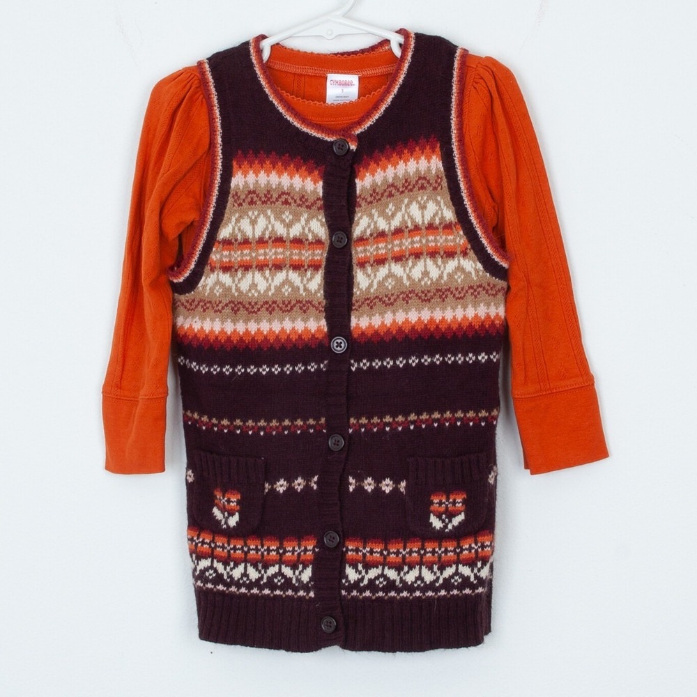 Gymboree Girls Harvest Leaves Sweater Vest and Long Sleeve Shirt‎ Size 3 Holiday